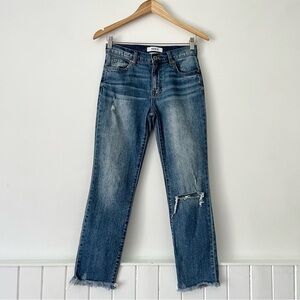 Pistola Distressed Straight Leg Cropped Jeans Size 24